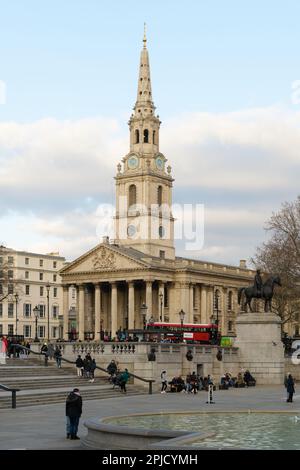 London, Großbritannien - 27. Februar 2023; St. Martin in der Fields-Kirche am Trafalgar Square im Zentrum von London Stockfoto