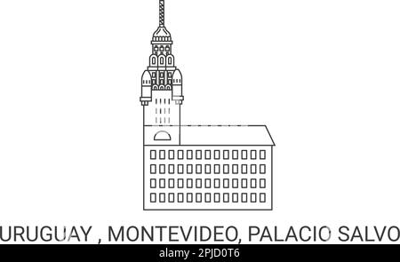 Uruguay, Montevideo, Palacio Salvo, Reise-Wahrzeichen-Vektordarstellung Stock Vektor