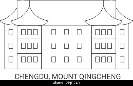 China, Chengdu, Mount Qingcheng, Reise-Wahrzeichen-Vektordarstellung Stock Vektor China, Chengdu, Mount Qingcheng, Reise-Wahrzeichen-Vektordarstellung Stock Vektor