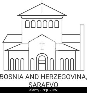 Bosnien und Herzegowina, Saraevo Reise-Wahrzeichen-Vektordarstellung Stock Vektor