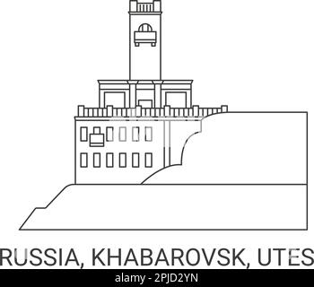 Russland, Khabarowsk, Utes, Reise-Wahrzeichen-Vektordarstellung Stock Vektor