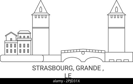 Frankreich, Straßburg, Grande Ile, Reiseziel-Vektordarstellung Stock Vektor