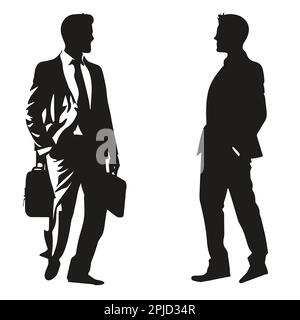 Betriebsarbeiter mit Aktentaschenvektordarstellung. Vektordarstellung der Business-man-Silhouette. Stock Vektor