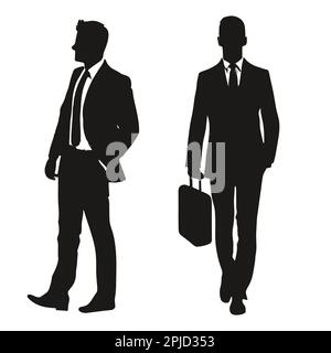 Betriebsarbeiter mit Aktentaschenvektordarstellung. Vektordarstellung der Business-man-Silhouette. Stock Vektor