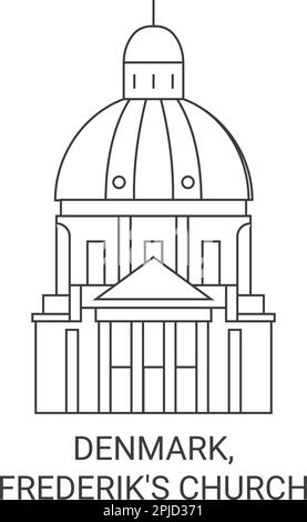 Dänemark, Frederik's Kirche Reise-Wahrzeichen-Vektordarstellung Stock Vektor