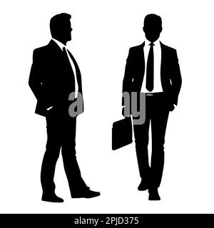 Betriebsarbeiter mit Aktentaschenvektordarstellung. Vektordarstellung der Business-man-Silhouette. Stock Vektor