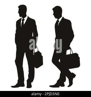 Betriebsarbeiter mit Aktentaschenvektordarstellung. Vektordarstellung der Business-man-Silhouette. Stock Vektor