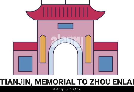 China, Tianjin, Denkmal für Zhou Enlai, Reise-Wahrzeichen-Vektordarstellung Stock Vektor