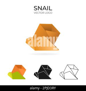 Origami-Vektorlogo und Symbol mit Schnecke. Stock Vektor