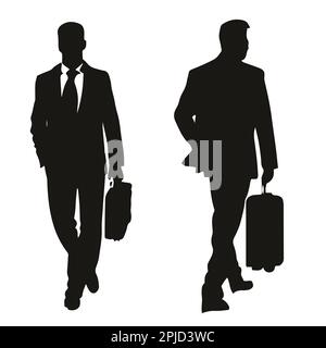 Betriebsarbeiter mit Aktentaschenvektordarstellung. Vektordarstellung der Business-man-Silhouette. Stock Vektor