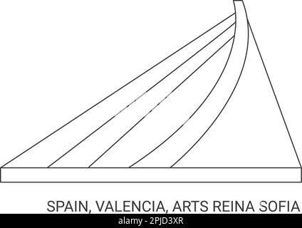 Spanien, Valencia, Arts Reina Sofia, Reise-Wahrzeichen-Vektordarstellung Stock Vektor