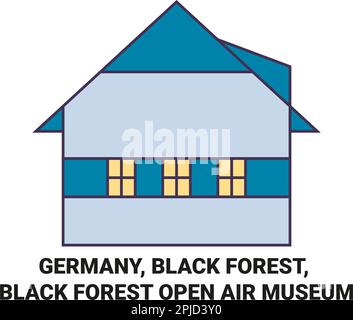 Deutschland, Schwarzwald, Schwarzwald Freilichtmuseum Reise Wahrzeichen Vektordarstellung Stock Vektor