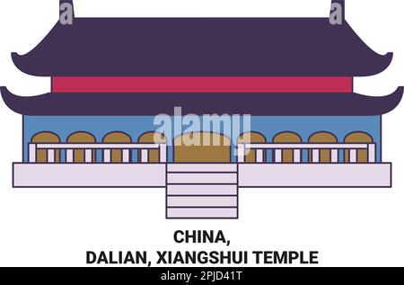 China, Dalian, Xiangshui Tempel Reise-Wahrzeichen Vektordarstellung Stock Vektor