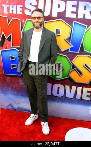 Los Angeles, Kalifornien, USA 1. April 2023 Actor Seth Rogan nimmt am 1. April 2023 in Los Angeles, Kalifornien, USA, an einer Sondervorführung der „Super Mario Bros“ von Universal Pictures Teil. Foto: Barry King/Alamy Live News Stockfoto