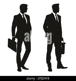 Betriebsarbeiter mit Aktentaschenvektordarstellung. Vektordarstellung der Business-man-Silhouette. Stock Vektor