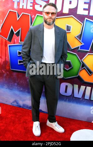 Los Angeles, Kalifornien, USA 1. April 2023 Actor Seth Rogen nimmt am 1. April 2023 in Los Angeles, Kalifornien, USA, an einer Sondervorführung der „Super Mario Bros“ von Universal Pictures Teil. Foto: Barry King/Alamy Live News Stockfoto