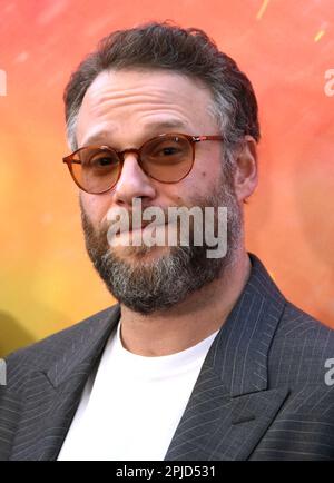Los Angeles, Kalifornien, USA 1. April 2023 Actor Seth Rogen nimmt am 1. April 2023 in Los Angeles, Kalifornien, USA, an einer Sondervorführung der „Super Mario Bros“ von Universal Pictures Teil. Foto: Barry King/Alamy Live News Stockfoto