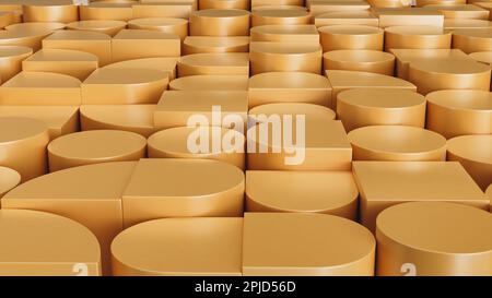 Abstraktes dreidimensionales Muster. Einfache goldene geometrische Formen. Stockfoto