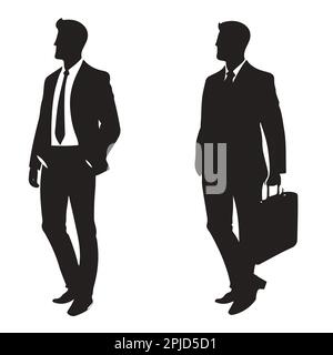 Betriebsarbeiter mit Aktentaschenvektordarstellung. Vektordarstellung der Business-man-Silhouette. Stock Vektor