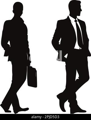 Betriebsarbeiter mit Aktentaschenvektordarstellung. Vektordarstellung der Business-man-Silhouette. Stock Vektor