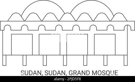 Sudan, Sudan, große Moschee, Reise-Wahrzeichen-Vektor-Illustration Stock Vektor