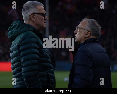 Luigi Ferraris Stadium, Genua, Italien, 31. März 2023, Alberto Zangrillo Presidet von Genua und Marcello Cardona presidente von Reggina während Genua C. Stockfoto