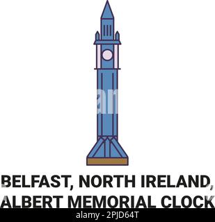 Irlands, Belfast, Albert Memorial Clock Reise-Wahrzeichen Vektordarstellung Stock Vektor