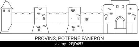 Frankreich, Provins, Poterne Faneron, Reise-Wahrzeichen-Vektordarstellung Stock Vektor