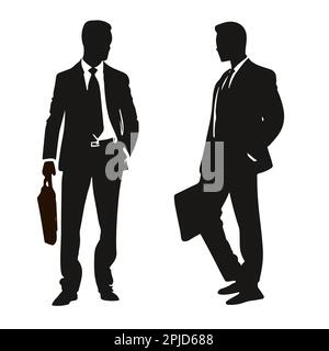 Betriebsarbeiter mit Aktentaschenvektordarstellung. Vektordarstellung der Business-man-Silhouette. Stock Vektor