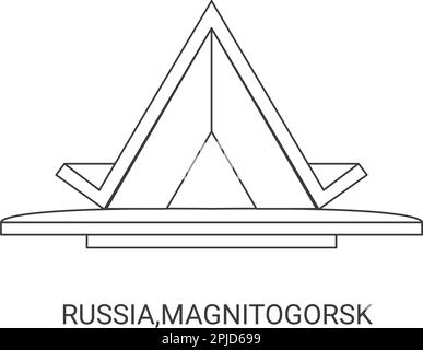 Russland, Magnitogorsk, Reise-Wahrzeichen-Vektordarstellung Stock Vektor