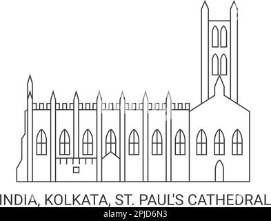 Indien, Kalkutta, St. Paul's Cathedral, Reise-Wahrzeichen-Vektordarstellung Stock Vektor