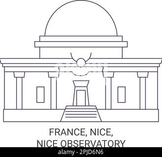 Frankreich, Nizza, Nizza Observatorium Reise Wahrzeichen Vektordarstellung Stock Vektor