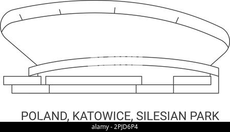 Polen, Kattowitz, Schlesischer Park, Reise-Wahrzeichen-Vektordarstellung Stock Vektor