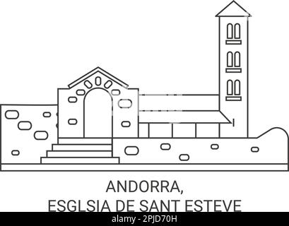 Andorra, Esglsia De Sant Esteve Reise-Wahrzeichen-Vektordarstellung Stock Vektor