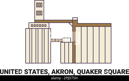 USA, Akron, Quaker Square, Reise-Landmarke-Vektordarstellung Stock Vektor