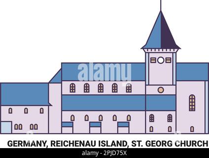 Deutschland, Reichenau, St. Georg Church Reise-Wahrzeichen-Vektordarstellung Stock Vektor
