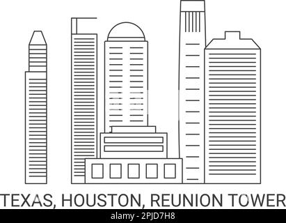 USA, Texas, Houston, Reunion Tower, Reise-Wahrzeichen-Vektordarstellung Stock Vektor