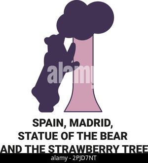 Spanien, Madrid, die Bärenstatue und der Erdbeerbaum reisen als Vektorgrafik Stock Vektor