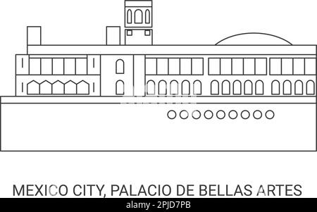 Mexiko, Stadt, Palacio de Bellas Artes, Reise-Wahrzeichen-Vektordarstellung Stock Vektor