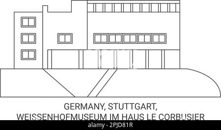 Deutschland, Stuttgart, Weissenhofmuseum im Haus Le Corbusier Travel Landmark Vektordarstellung Stock Vektor