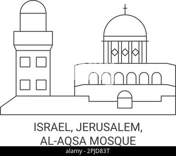 Israel, Jerusalem, Alaqsa-Moschee reisen als Vektorbild für Wahrzeichen Stock Vektor