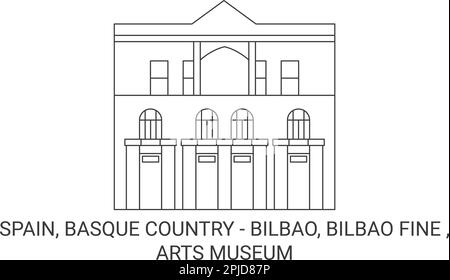 Spanien, Baskenland Bilbao, Bilbao Fine, Kunstmuseum Reise-Wahrzeichen-Vektordarstellung Stock Vektor