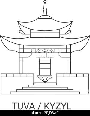 Russland, Tuva, Kyzyl Reise-Wahrzeichen-Vektordarstellung Stock Vektor