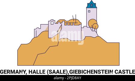 Deutschland, Halle Saale, Schloss Giebichenstein, Reise-Wahrzeichen-Vektordarstellung Stock Vektor