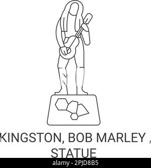 Jamaika, Kingston, Bob Marley, Statue Travel Landmark Vektordarstellung Stock Vektor