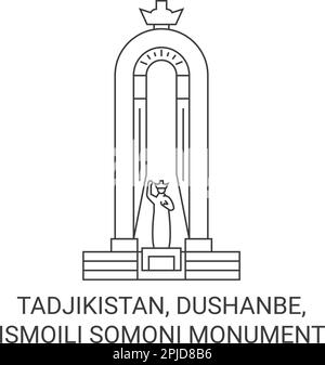 Tadschikistan, Duschanbe, Ismoili Somoni Monument Reise-Wahrzeichen-Vektordarstellung Stock Vektor