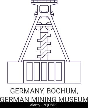 Deutschland, Bochum, Deutsches Bergbaumuseum Reise-Wahrzeichen-Vektordarstellung Stock Vektor