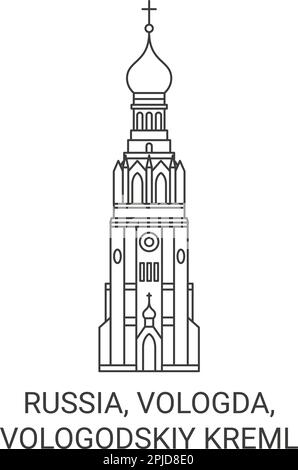 Russland, Wologda, Vologodskiy Kreml Reise-Wahrzeichen-Vektordarstellung Stock Vektor