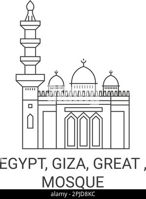 Ägypten, Gizeh, Groß, Moschee Reise-Wahrzeichen-Vektordarstellung Stock Vektor