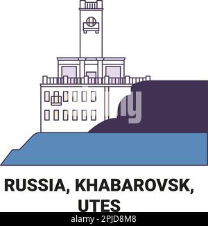 Russland, Khabarowsk, Utes, Reise-Wahrzeichen-Vektordarstellung Stock Vektor